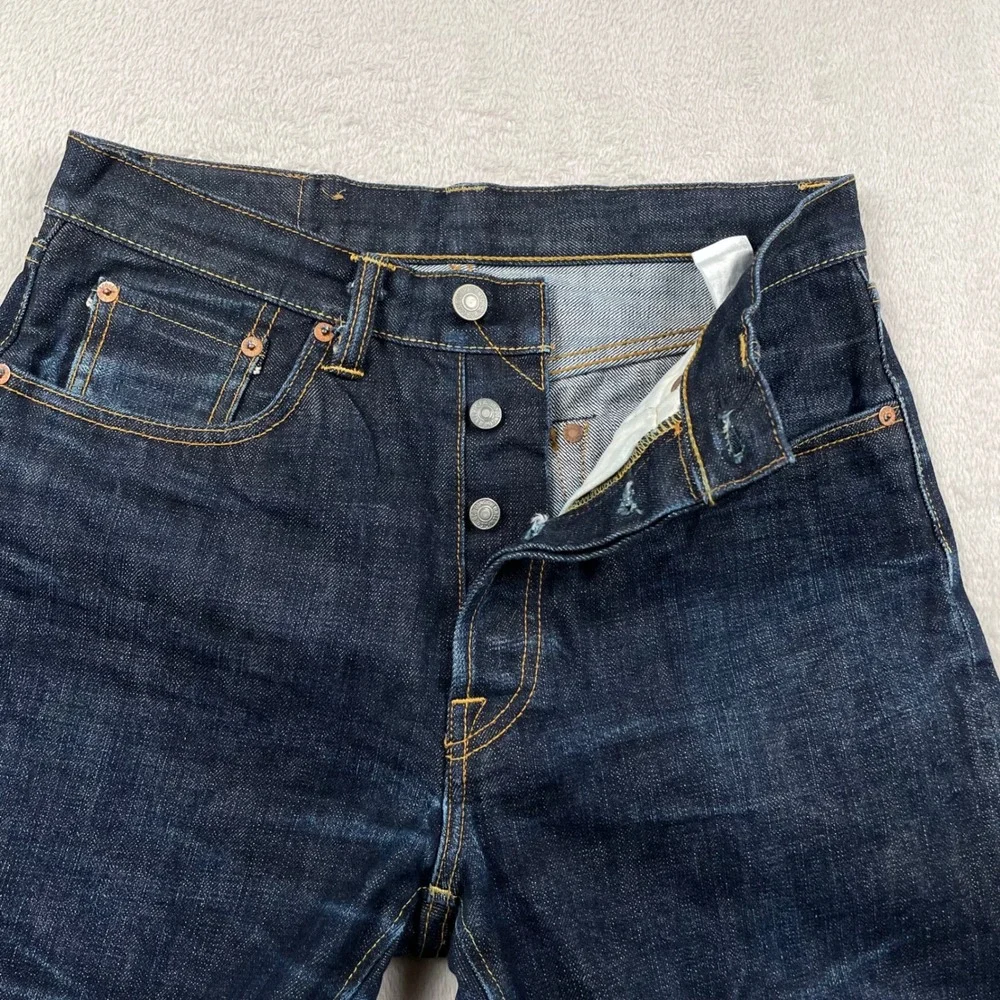 Bob Dong Selvedge Denim Jeans Mens 29x28 Straight Leg 15 Oz Blue Dark Wash